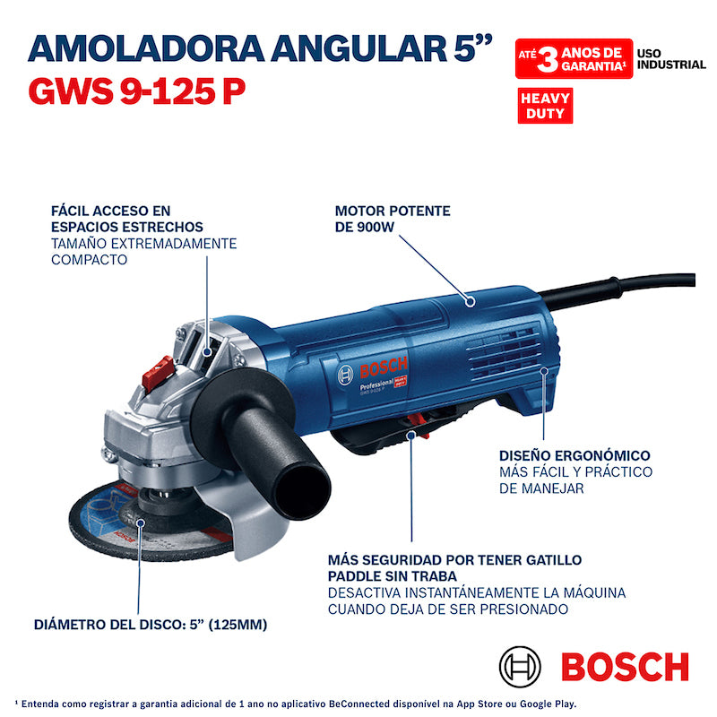 Esmeril angular de 5" Bosch GWS 9-125 P 900W 220V