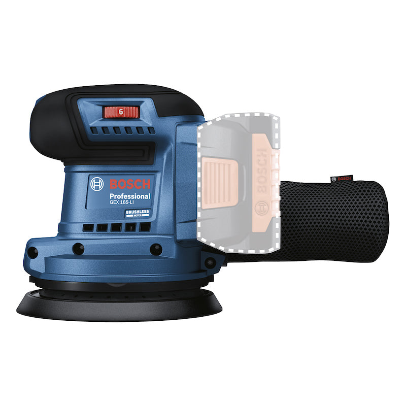 Lijadora roto orbital inalámbrica Bosch GEX 185-LI, 18V  Brushless S/batería