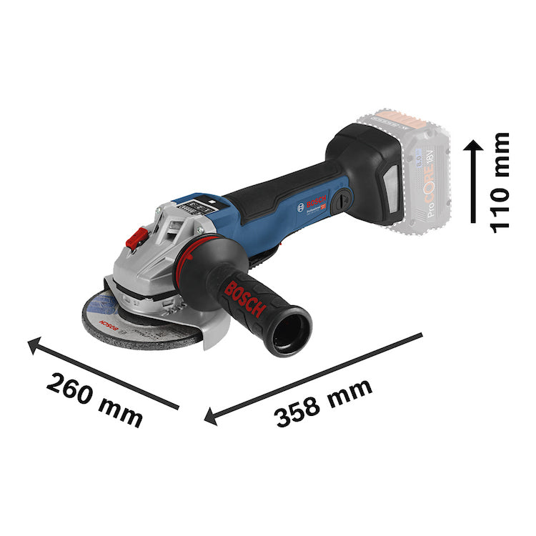 ESMERIL ANGULAR INALAMBRICO 5" 18V GWS 18V-10 PSC (SIN BATERIA NI CARGADOR) BOSCH