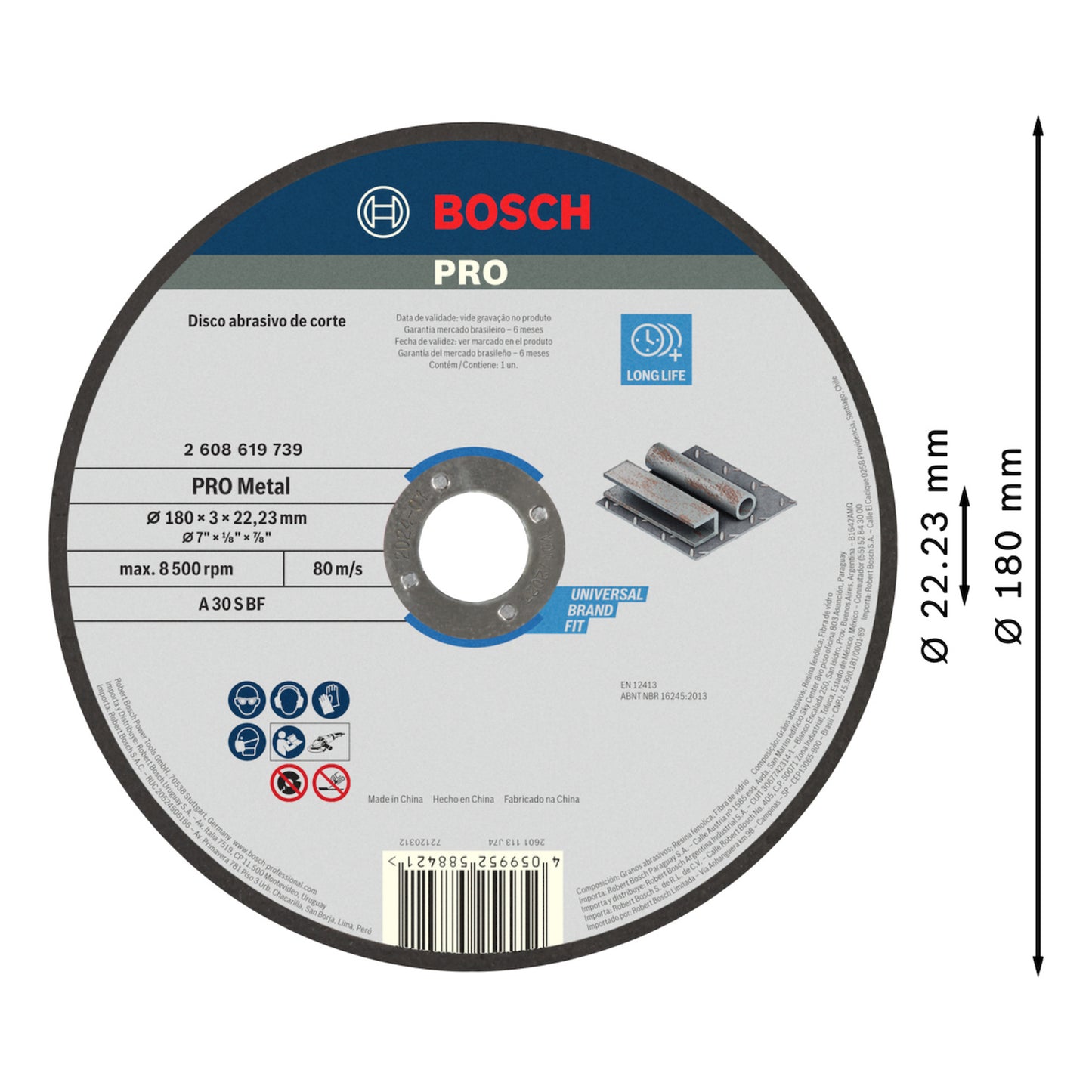 Disco de Corte 180x3mm Standard for Metal BOSCH