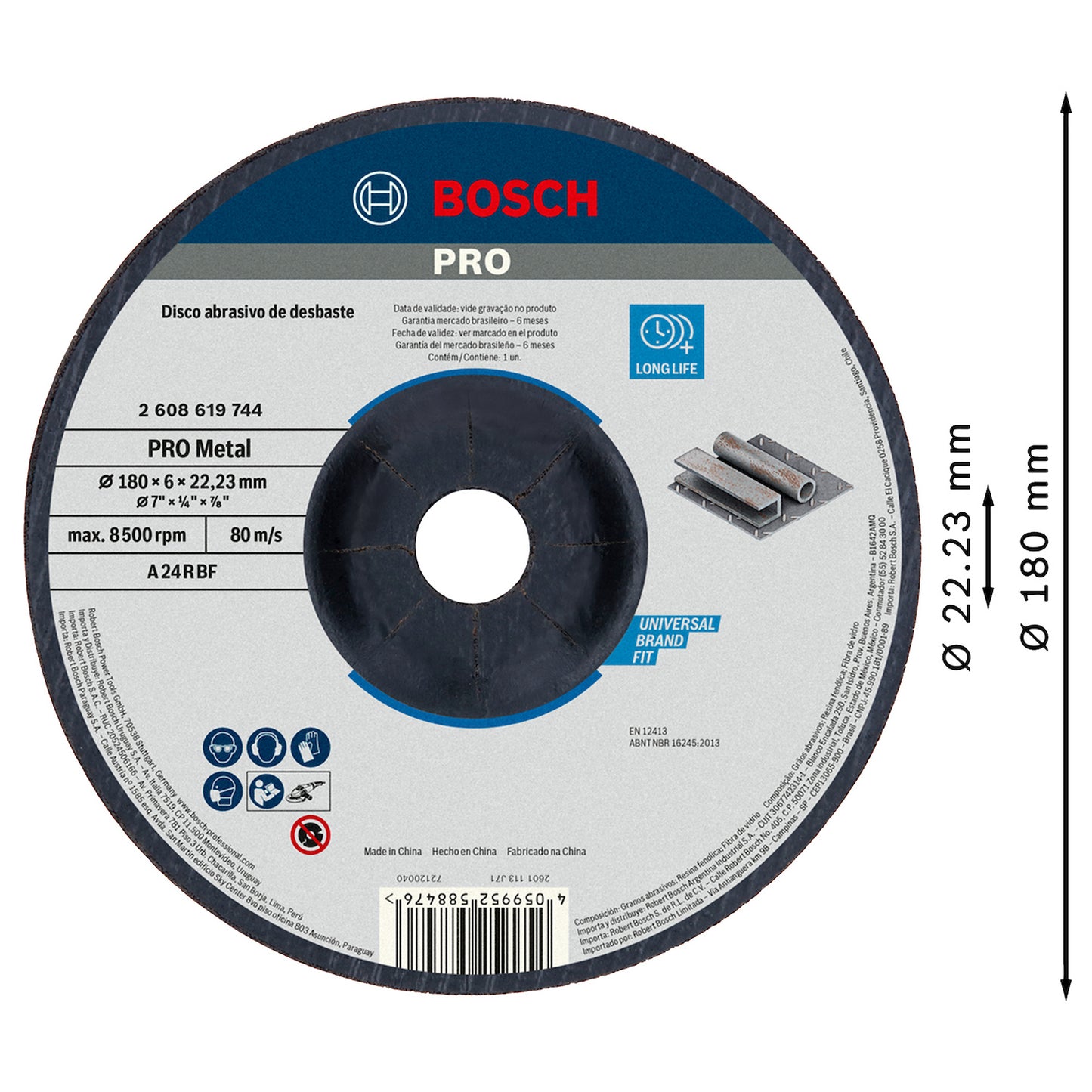 DISCO DE DESBASTE 180x6mm Standard for Metal BOSCH